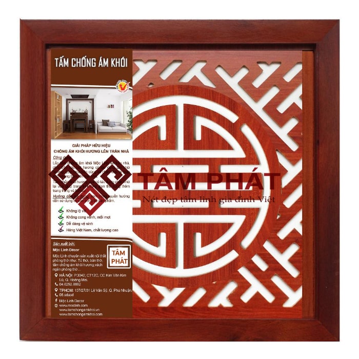 Tấm chống ám khói 41x41cm màu nâu chữ Thọ