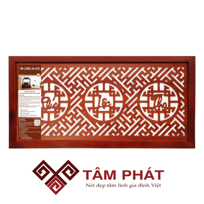 Tấm chắn khói tại Hà Nội kích thước 41x81 Phúc – Lộc – Thọ (Việt) – Nâu mang vẻ đẹp hoàn hảo, trang nghiêm