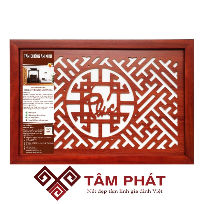Tấm chống ám khói 41x61cm màu nâu chữ Phúc