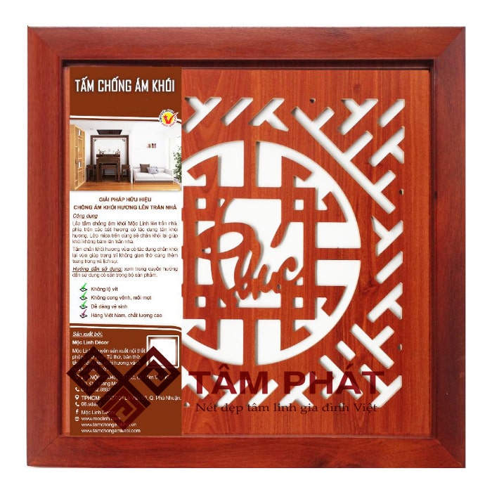 Tấm chống ám khói 41x41cm màu nâu chữ Phúc
