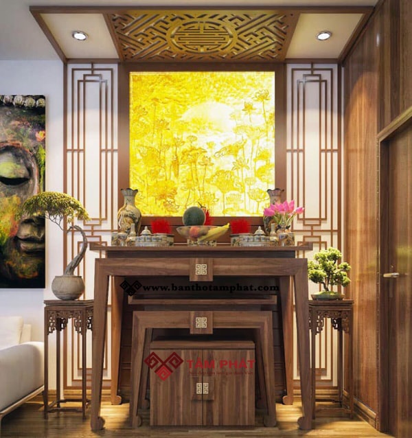 Mẫu bàn thờ đẹp tạo cho phòng thờ gia tiên sang trọng