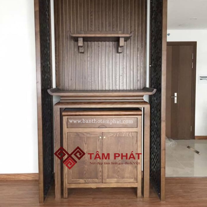 Tủ thờ gỗ sồi Tâm Phát đẹp, bền chắc, bảo hành 20 năm