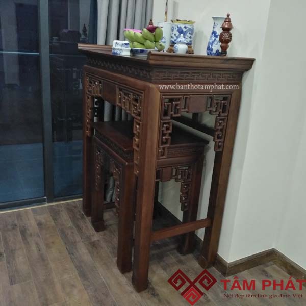 Mẫu Bàn Thờ Gỗ Gụ BTG-1036 đẹp hiện đại