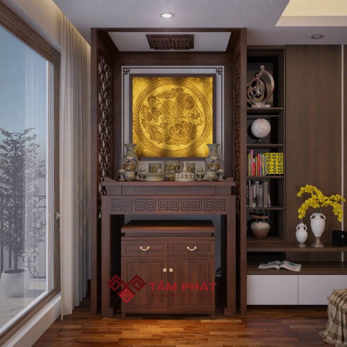Bàn thờ đứng gỗ Sồi cho nhà chung cư
