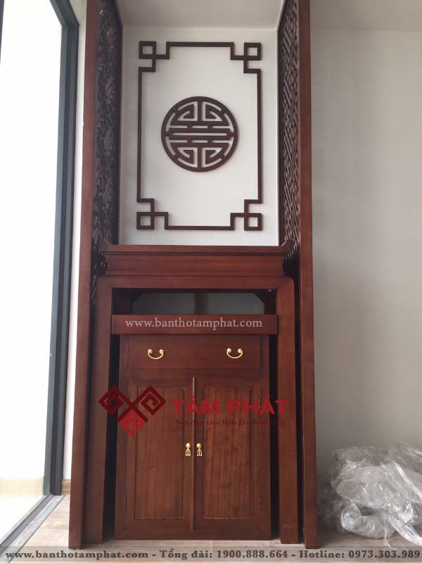 Mẫu Bàn Thờ Phật Đẹp Thiết Kế 2 Tầng Bằng Gỗ Mít