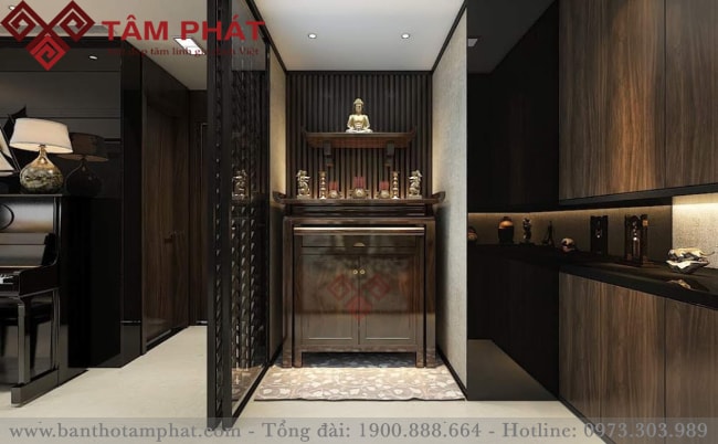 Bàn thờ hiện đại kết hợp thờ Phật và gia tiên mẫu BT-1062