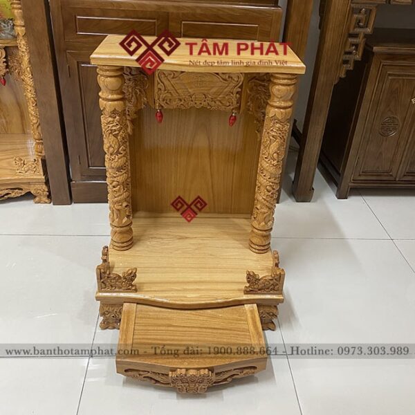 Bàn thờ thần tài gỗ Gõ màu sáng