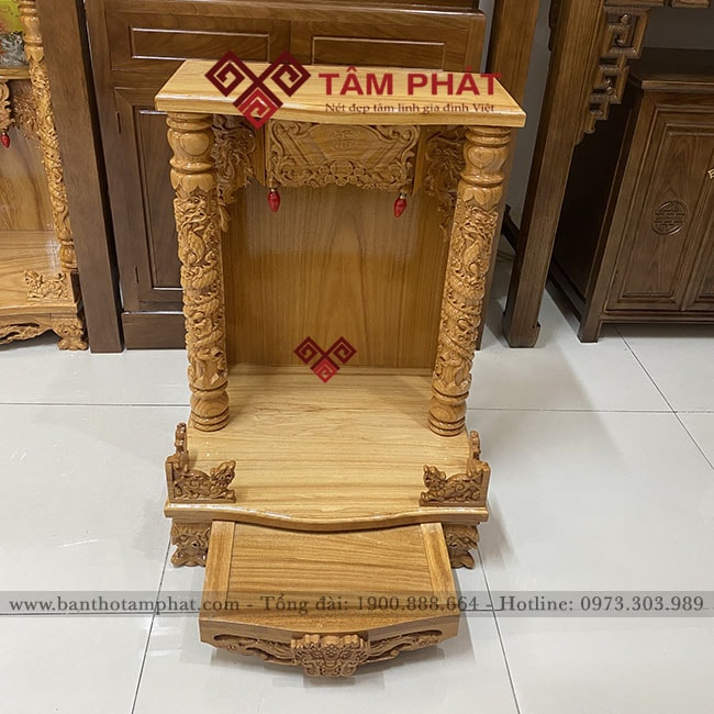 Bàn thờ Thần Tài gỗ Gõ màu sáng