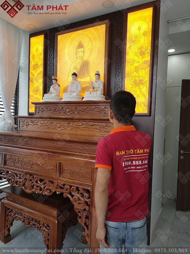 Bàn thờ kết hợp thờ Phật và Gia Tiên mẫu BT-1110