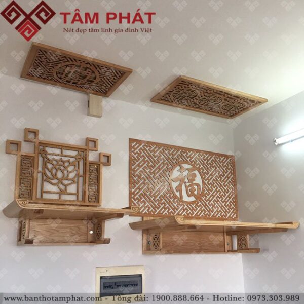 Bàn thờ treo tường 2 tầng có thể lựa chọn nhiều màu sắc và kiểu sắp xếp khác nhau