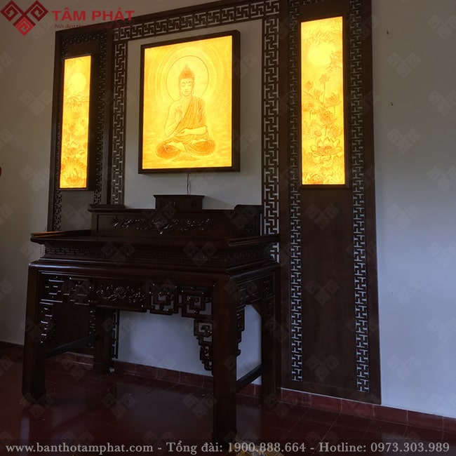 Phòng thờ kết hợp thờ Phật và Gia Tiên mẫu BT-1110