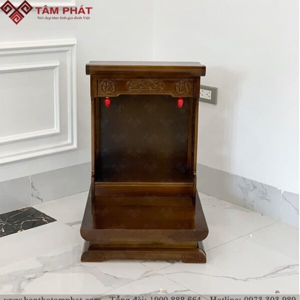 Bàn thờ Thần Tài sơn màu nâu hiện đại