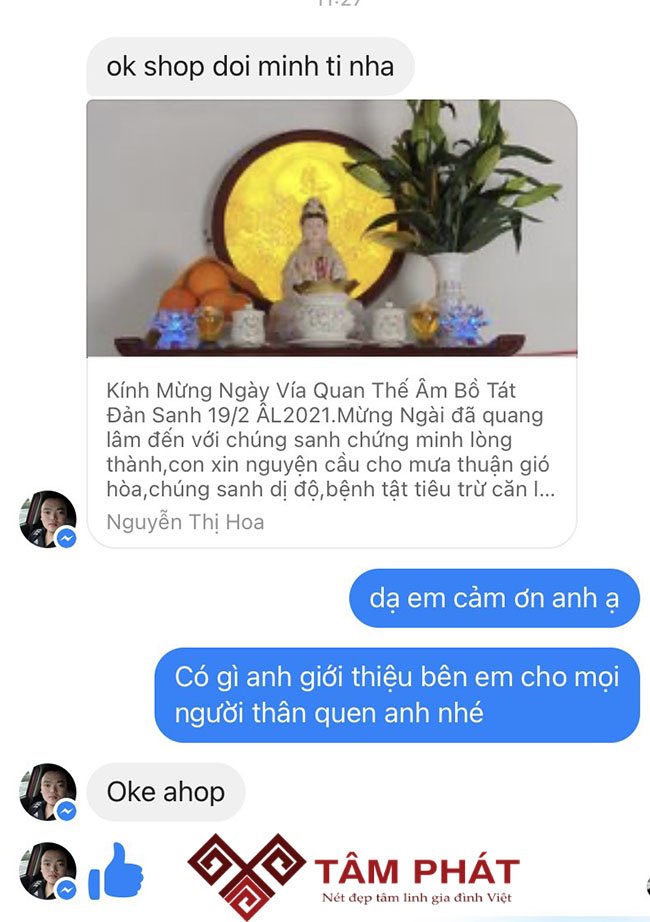 Feedback của khách hàng khi lựa chọn bàn thờ Tâm Phát