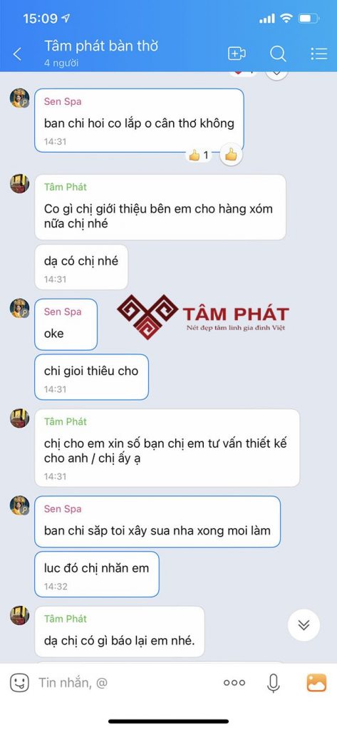 Feedback sau khi mua Thi công lắp Bàn thờ Phật và gia tiên mẫu BT-1129