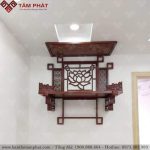 Bàn thờ treo tường thờ Phật kết hợp ốp tường hoa sen