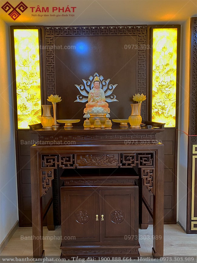 Phòng thờ được Tâm Phát thiết kế theo tỷ lệ rất hợp lý