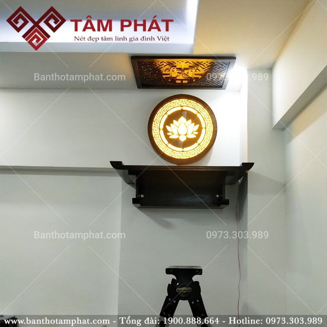 Tranh đèn gỗ hoa Sen trang trí bàn thờ Phật TC6619 Tâm Phát