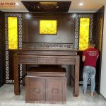Phòng thờ được trang trí đẹp bằng tranh trúc chỉ