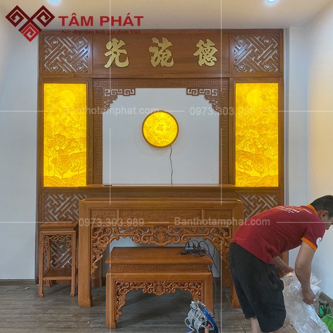 Tranh trúc chỉ họa tiết sen cho phòng thờ mẫu TC6601