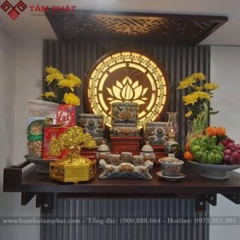 Đèn tranh hoa Sen trang trí bàn thờ Phật