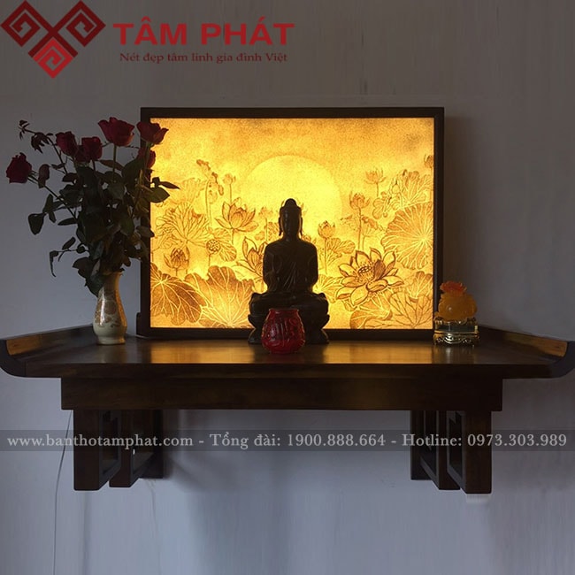 Tranh trúc chỉ sen mặt trăng cho bàn thờ treo TC6615