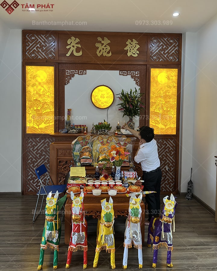 Tranh tròn chữ Phúc trang trí bàn thờ TC6622 Tâm Phát