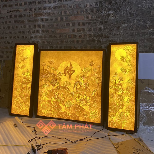 Tranh trúc chỉ lấy tâm là chữ Phúc Hán (phác họa hình ảnh bái Phật)