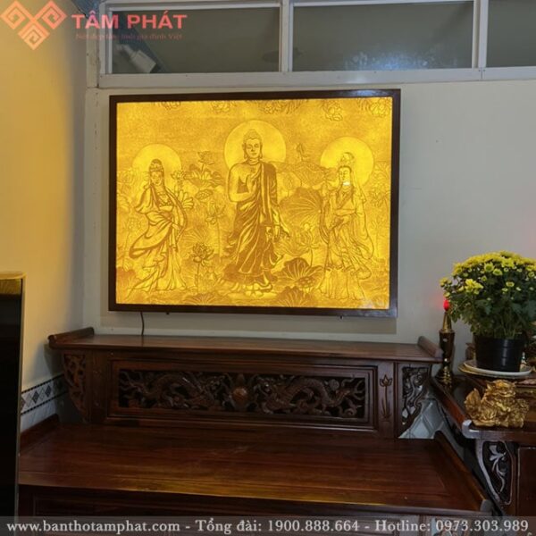 Tranh Tam Thế Phật bằng trúc chỉ TC6640