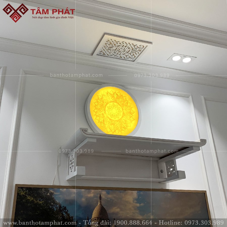 Bàn thờ treo màu trắng mẫu TT2065 3 Bàn thờ treo màu trắng mẫu TT2065 đẹp Tâm Phát