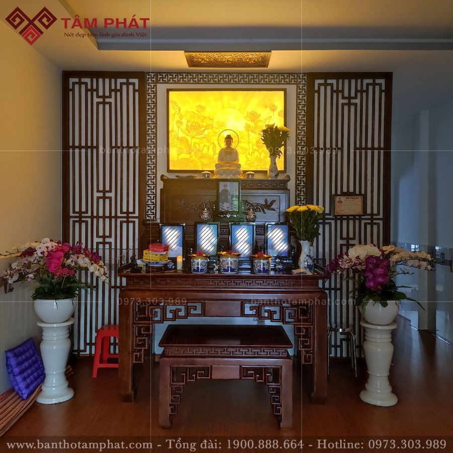 Bàn thờ tam cấp thờ Phật và gia tiên BT-1160