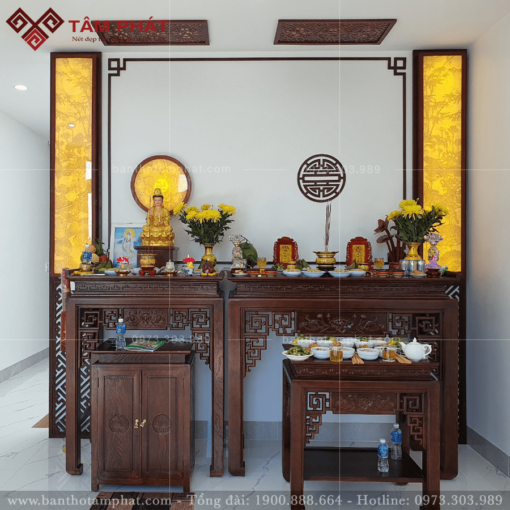 Không gian thờ Phật và gia tiên đơn giản BT-1162