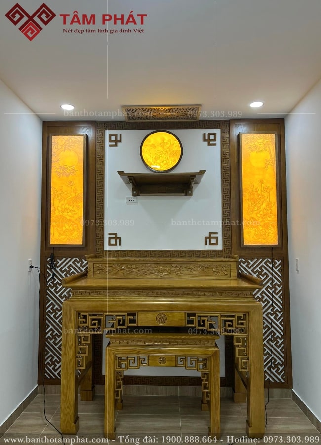 Hoàn thiện phòng thờ Phật và Gia tiên đẹp cho gia đình Anh Thịnh tại Bình Dương