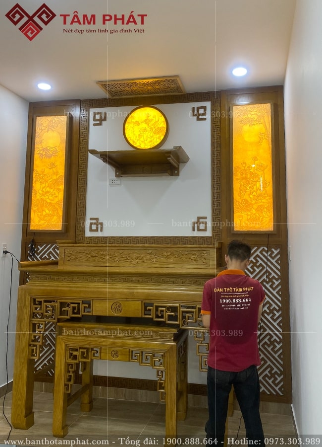 Hoàn thiện phòng thờ Phật và Gia tiên đẹp cho gia đình Anh Thịnh tại Bình Dương