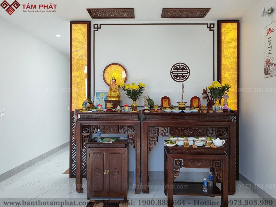 Mẫu bàn thờ Cửu Huyền và thờ Phật BT-1199