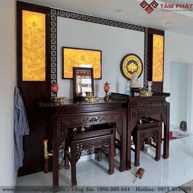 Mẫu bàn thờ Cửu Huyền và thờ Phật BT-1199