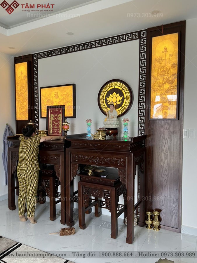 Mẫu bàn thờ Cửu Huyền và thờ Phật BT-1199