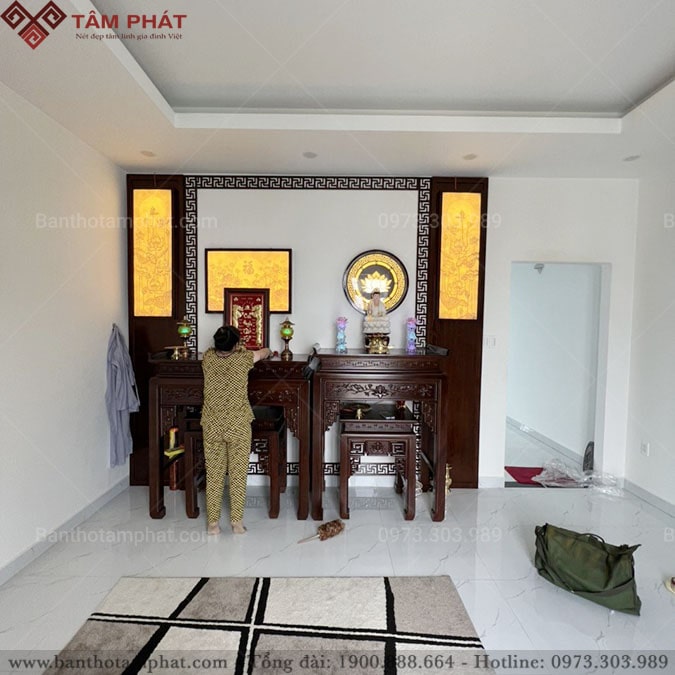 Mẫu bàn thờ Cửu Huyền và thờ Phật BT-1199