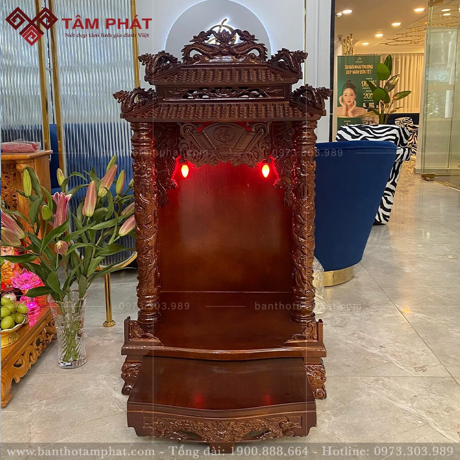 Bàn thờ Ông Địa gỗ Gõ sang trọng BTT-3343