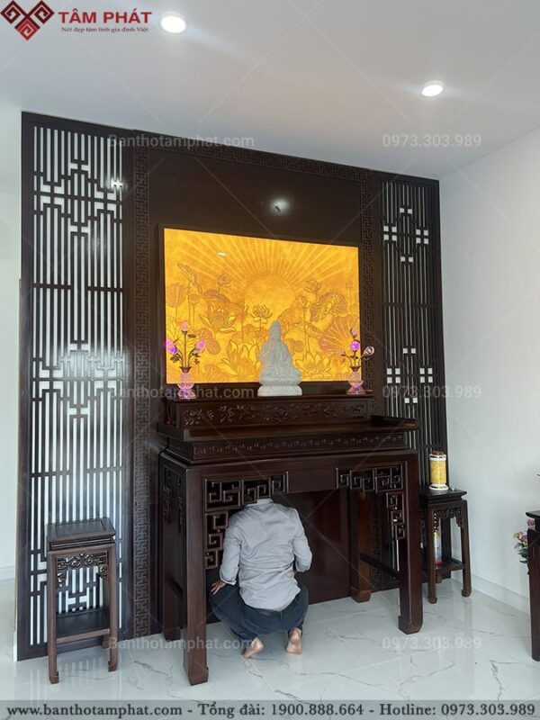 Mẫu phòng thờ Phật thiết kế tinh tế và sang trong