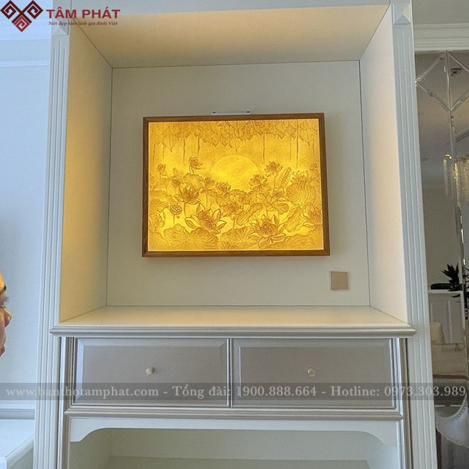 Tranh trúc chỉ bàn thờ chung cư mẫu TC6672 Tâm Phát