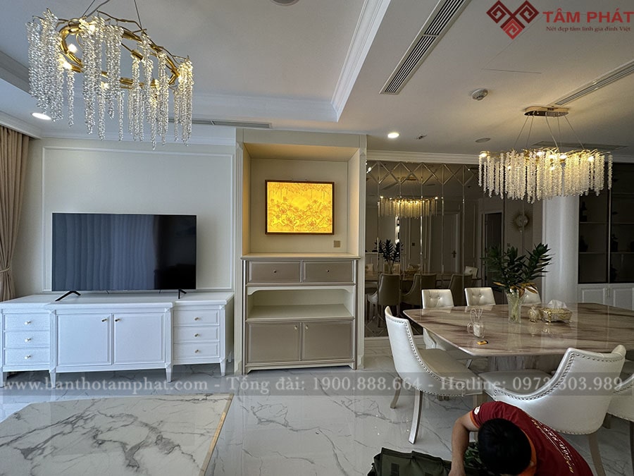 Tranh trúc chỉ bàn thờ chung cư mẫu TC6672 Tâm Phát