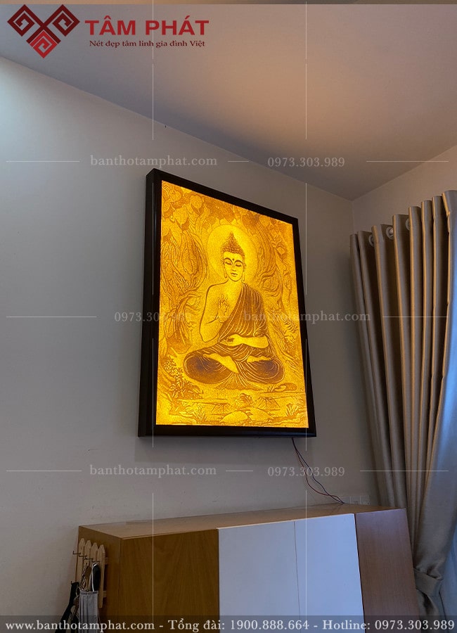 Tranh trúc chỉ hoạ tiết Phật mẫu TC6685