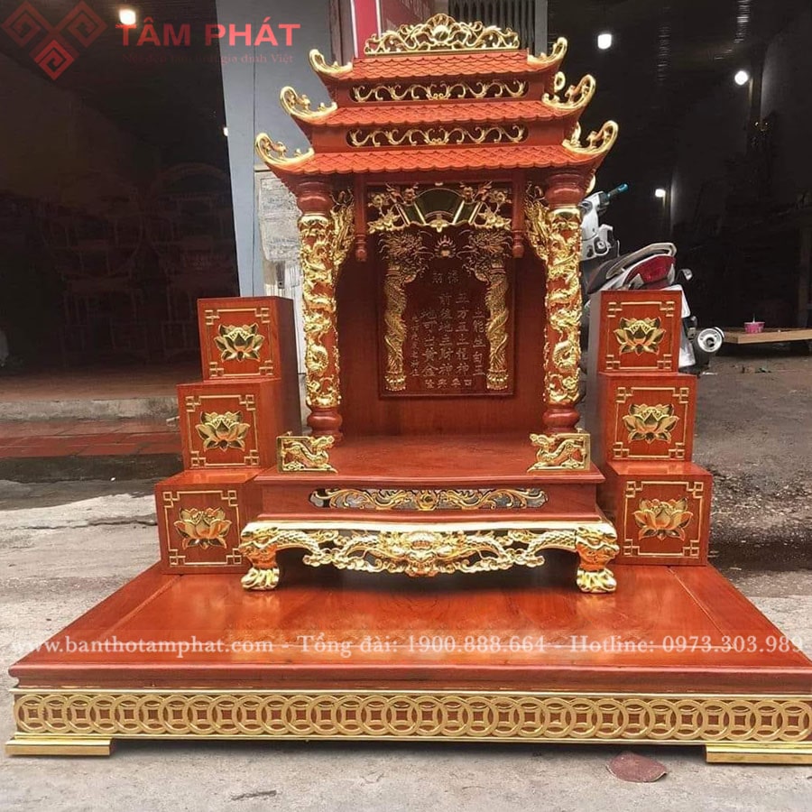 Bàn thờ Ông Địa Thần Tài dát vàng BTT-3336