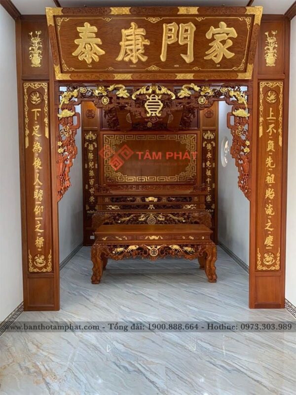 Sập thờ gỗ Hương dát vàng cao cấp ST-1235