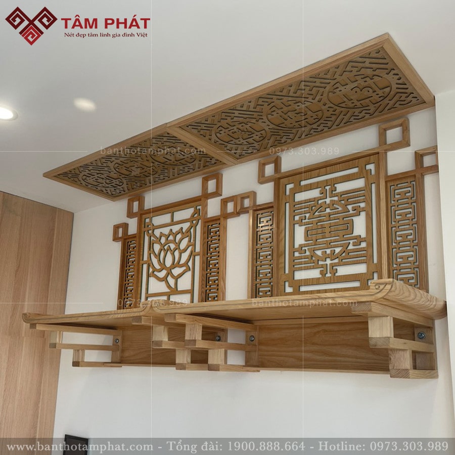 Thiết kế thi công hoàn thiện nhận được đánh giá cao từ quý khách hàng Bàn thờ treo tường 2 tầng mẫu TT2075