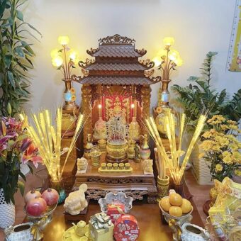 Bàn thờ Ông Địa mái chùa đẹp BT-3348