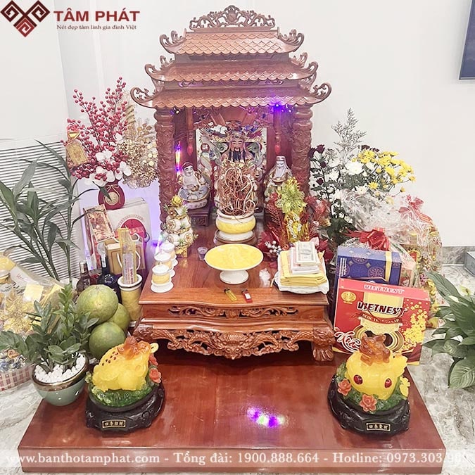Bàn thờ Ông Địa mái chùa đẹp BT-3348 Tâm Phát
