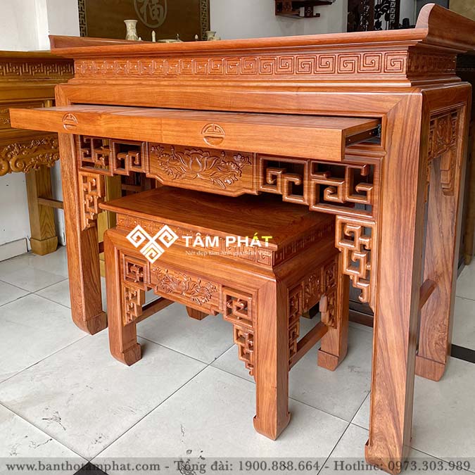 Bàn thờ gỗ Hương có ngăn kéo BT-1236 Tâm Phát