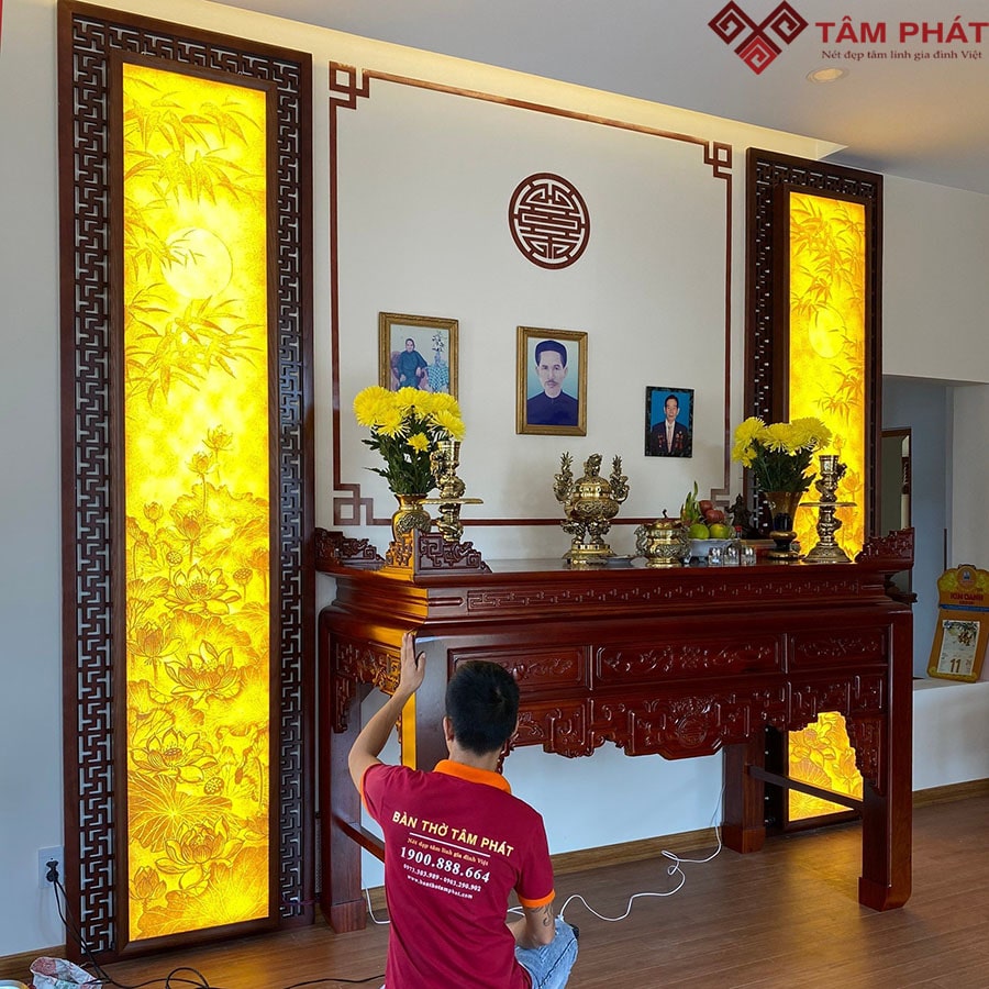 Tranh trúc chỉ phòng thờ kích thước lớn TC6691 Tâm Phát