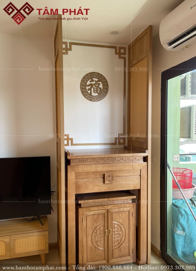 Bàn thờ đơn giản gỗ Sồi